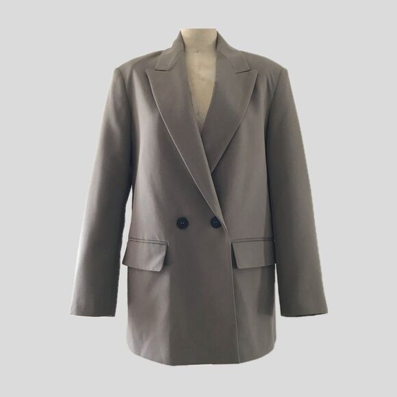 Zara Taupe Oversized Minimalist Corporate Core Tailored Blazer Jacket - XS - Picture 1 of 8